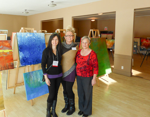Darlene, Vanessa and Marie with marie gelinas giles abstract acrylic paintings