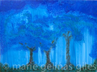 Endless_Possibilities - blue, trees, landscape, bright, big, 30 x 40,