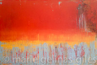 Mercury_Calling - textured, red oxide, brown, grey, fray, yellow, stressed, weathered, big, 36 x 24,