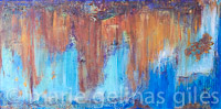 Twisted_Mercator - textured, blue, orange, rust, urban, modern, industrial, 24 x 48,